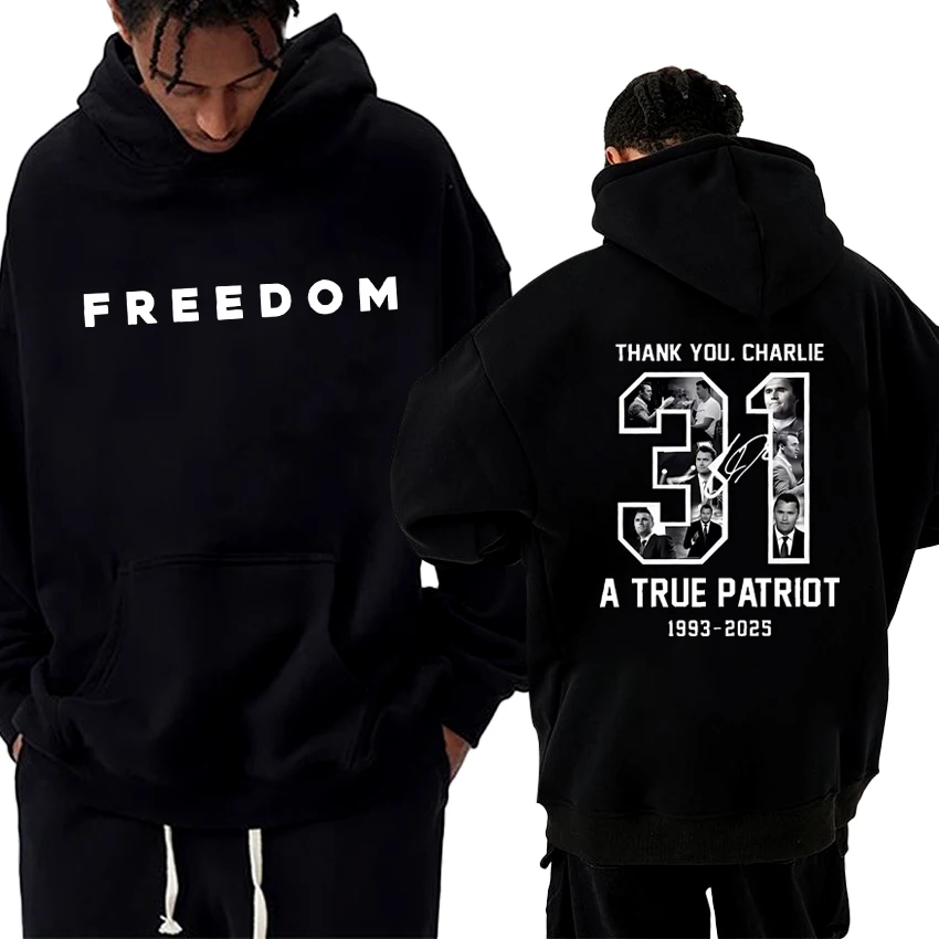 

Autumn Winter Charlie Kirk Freedom Quotes 31 Graphics printed Hoodie Men women vintage Fleece pullover Unisex Casual Sweatshirt