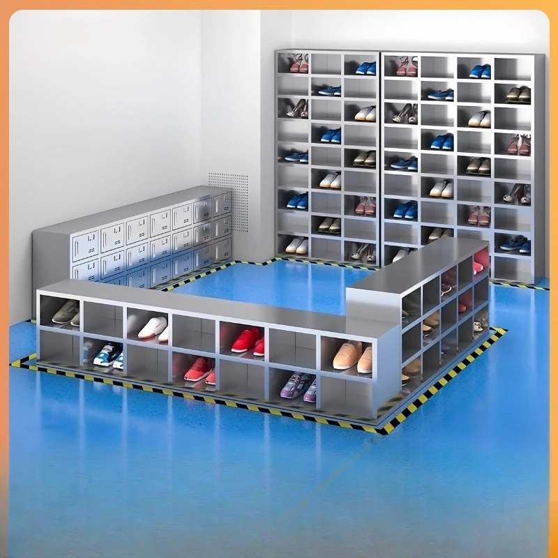 Stainless steel shoe cabinet factory laboratory food factory purification workshop double-sided lock employee shoe changing