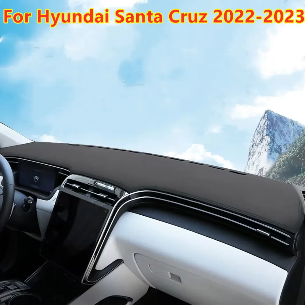 

For Hyundai Santa Cruz 2022-24 Black Leather Dashboard Cover Dash Protector Mat