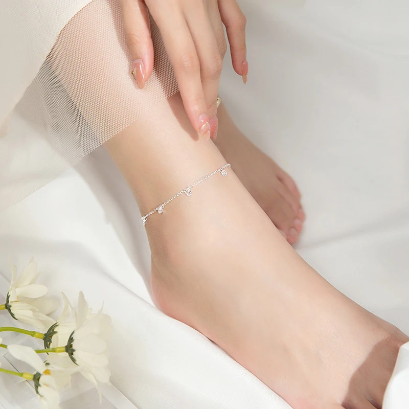 Modian Shining Zircon Anklet Authentic 925 Sterling Silver Fashion Barefoot Original Chain Bracelet For Women Fine Jewelry