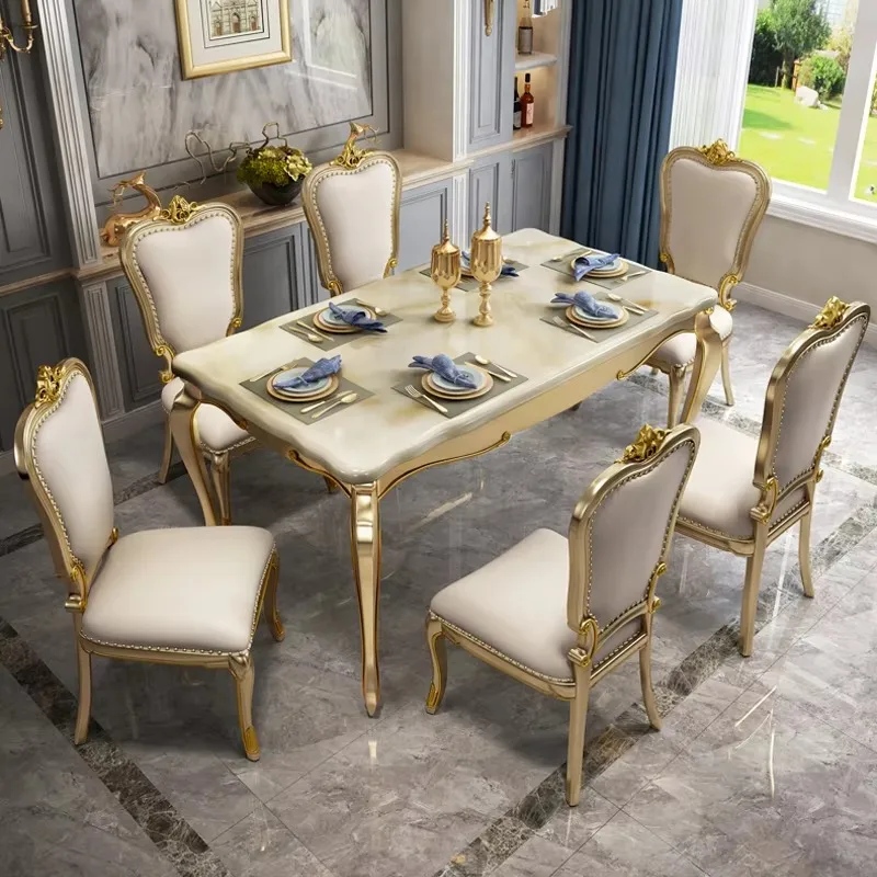 

American Solid Wood Dining Table Chair Combination European Kitchen Dining Tables Living Room Luxury Essttisch Rund Furniture