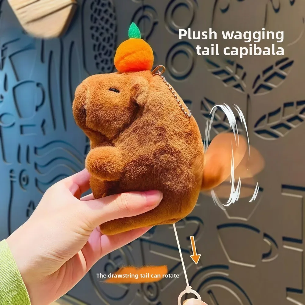 

Adorable Soft Plush Capybara Keychain with Wagging Tail for Bags and Luggage Accessories Cute Hanging Doll Pendant Gift Idea