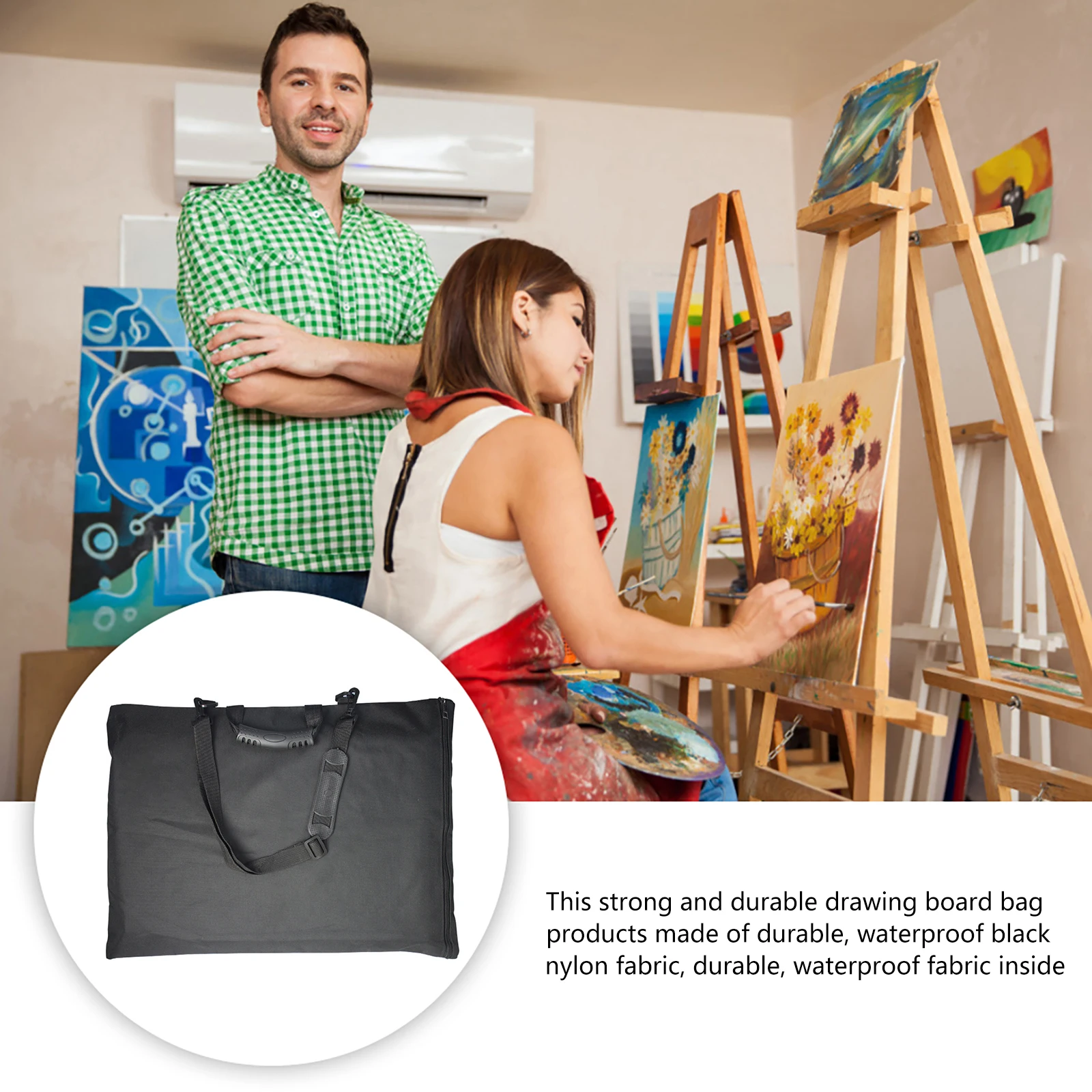 A3 Art Portfolio Case Nylon Drawing Board Carrying Bag Multifunction Drawing Board Storage Bag Waterproof for Artist Students