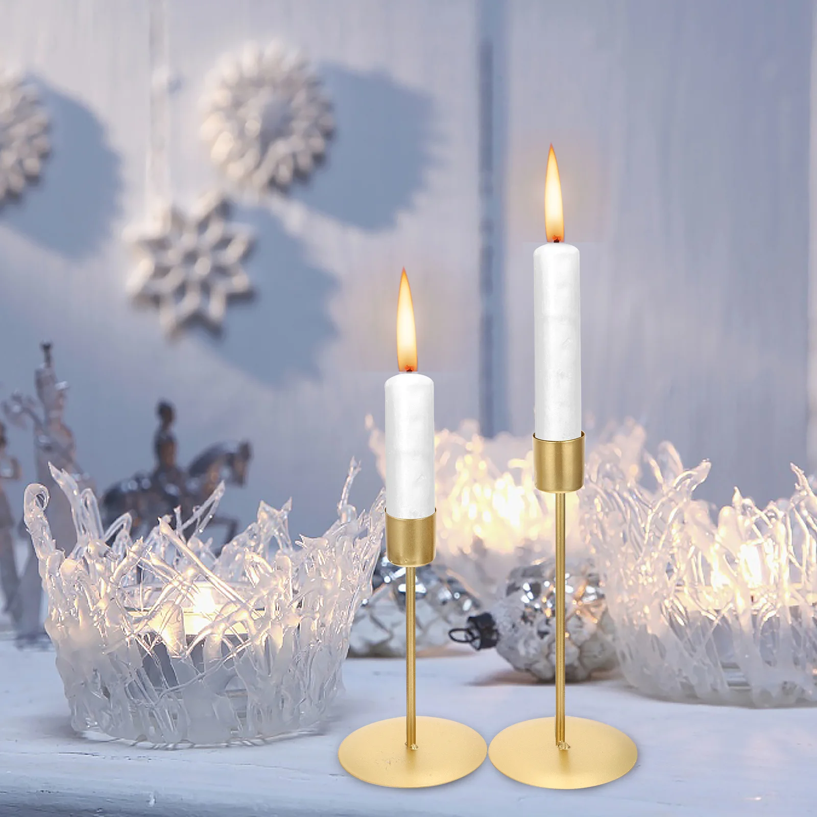 حامل شمعدان حديدي لون ذهبي ديكور منزلي لحفلات الزفاف ديكور للطاولات قطعة ديكور رومانسية حامل شمع