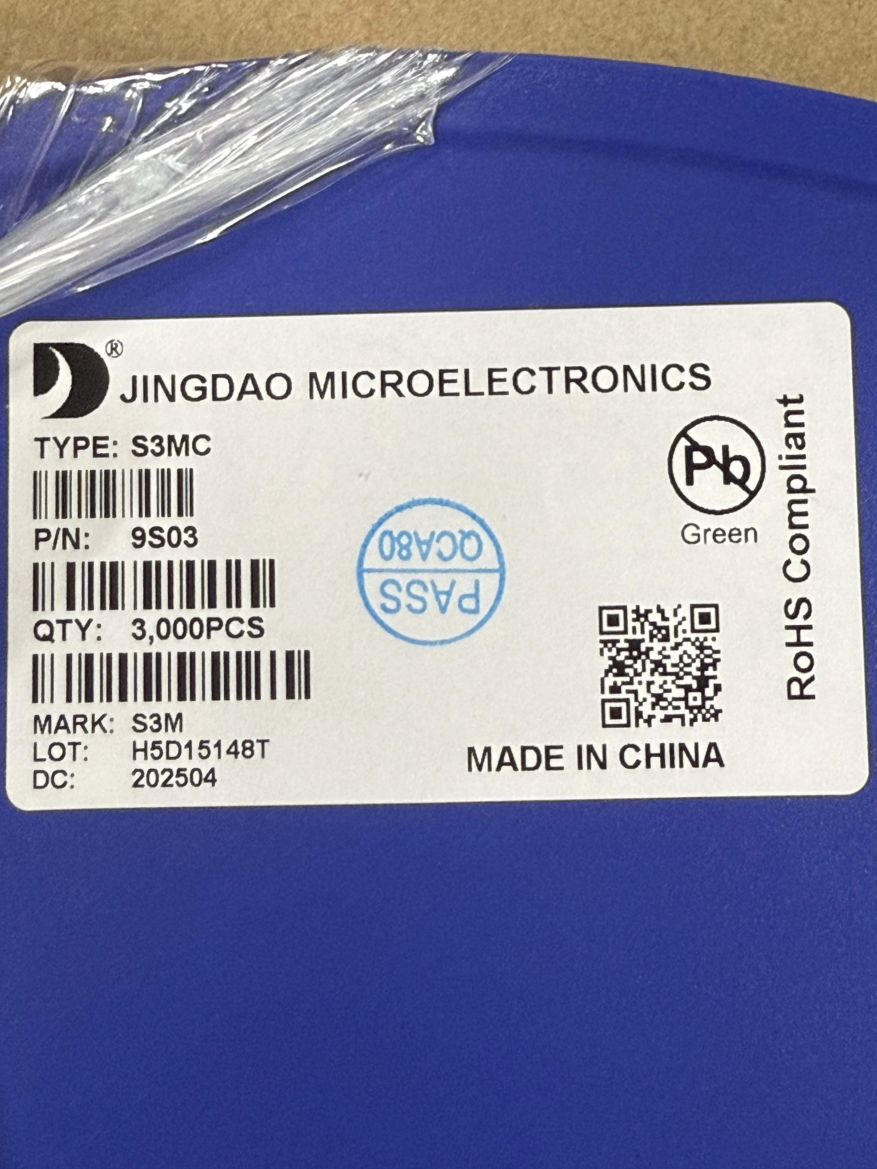 3000 Uds S3MC S3M diodo rectificador SMD serigrafía S3M Original 3k Uds por carrete diodo rectificador SMD