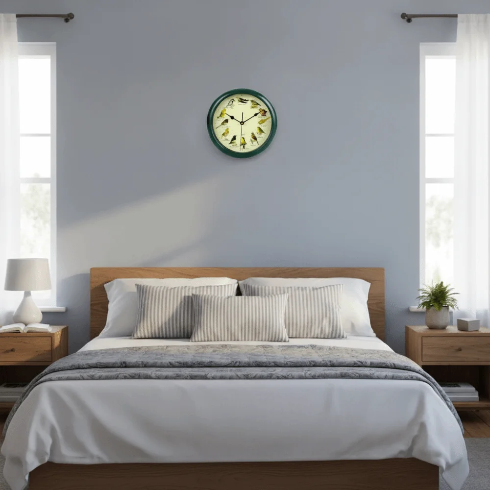 10 Inch Wall Hanging Clock Hanging Style Sound Feature Singing Bird Clock Decorative Design Musical Wall Clock Room Decoration