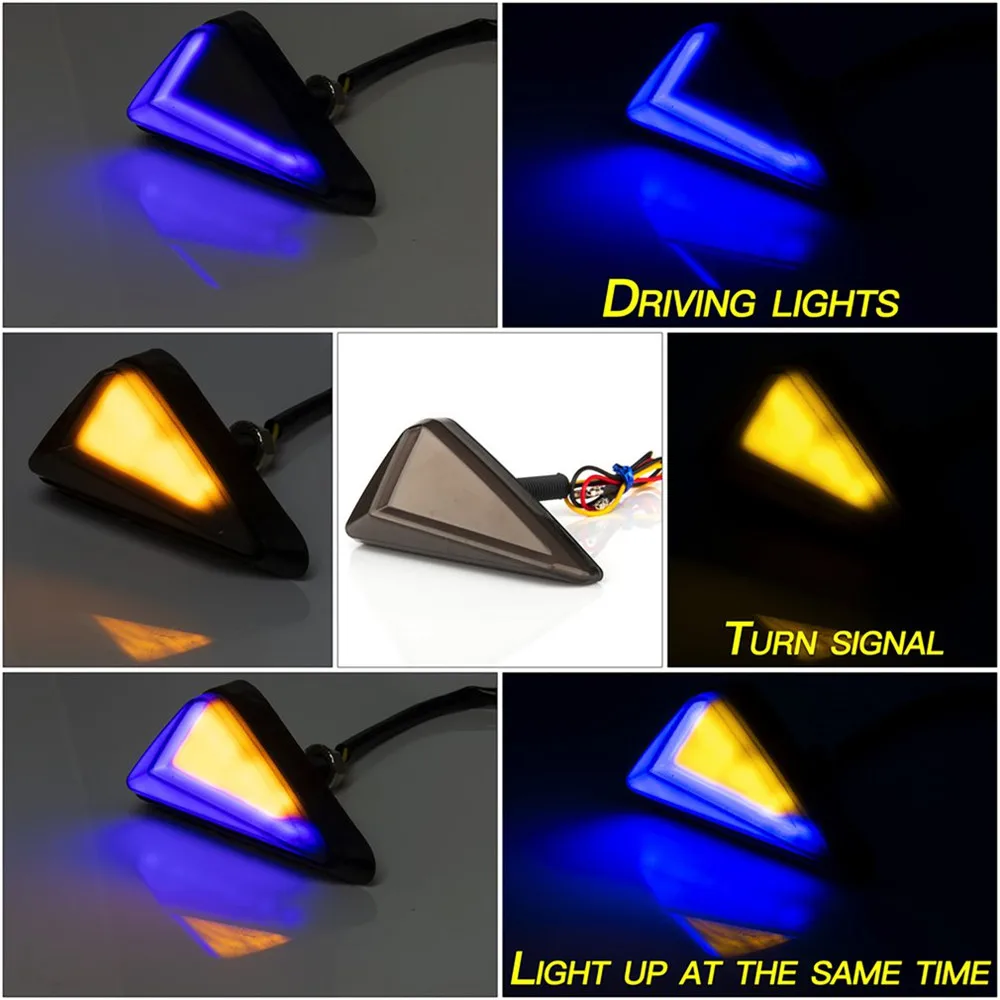 Smoke Triangle ​Motorcycle LED Turn Signal Light Embedded Installation Waterproof Flashing Light