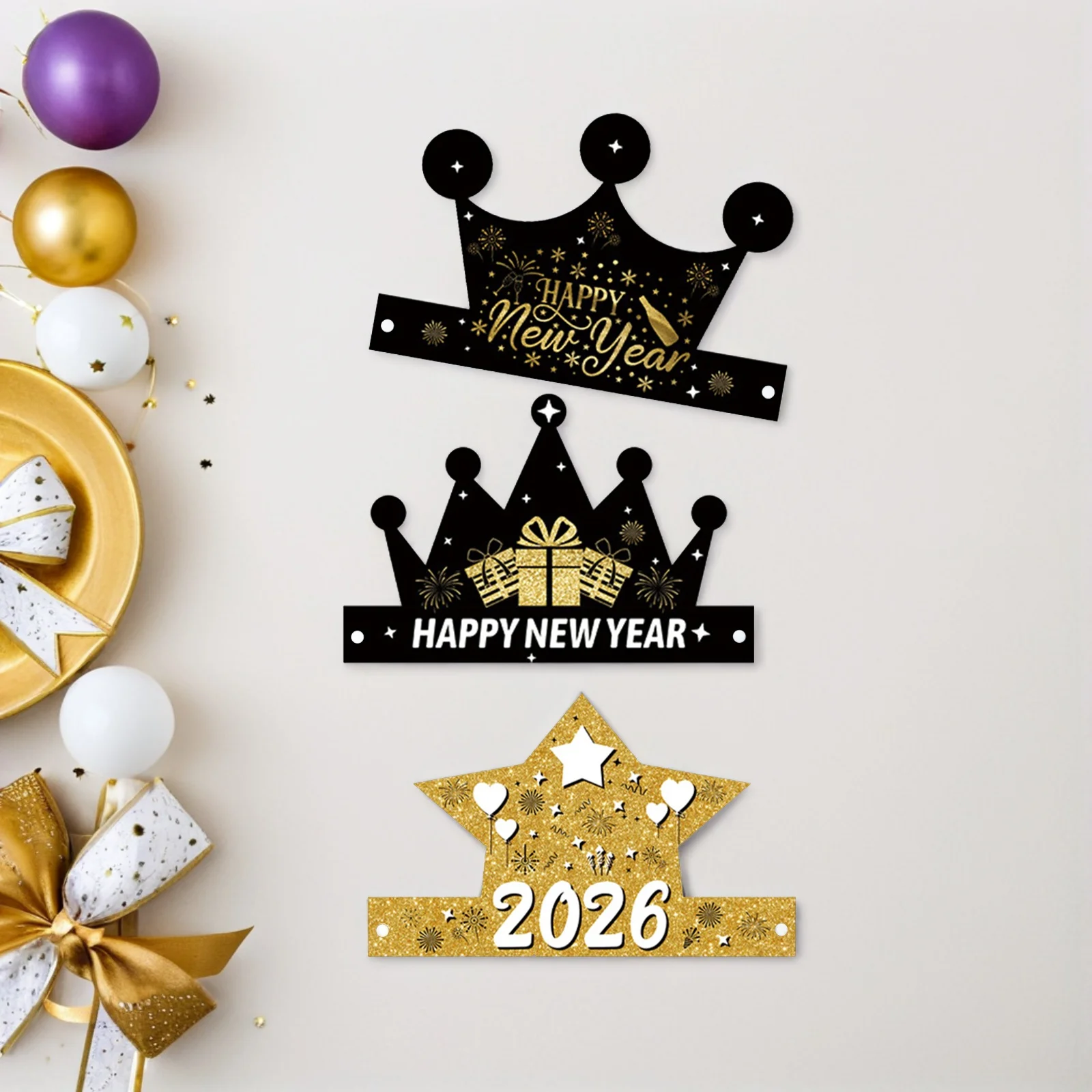 12 stücke Neujahr Party Hüte Festliche Papier Krone Hüte Silvester Party Dekorationen Foto Requisiten Countdown Karneval Maskerade