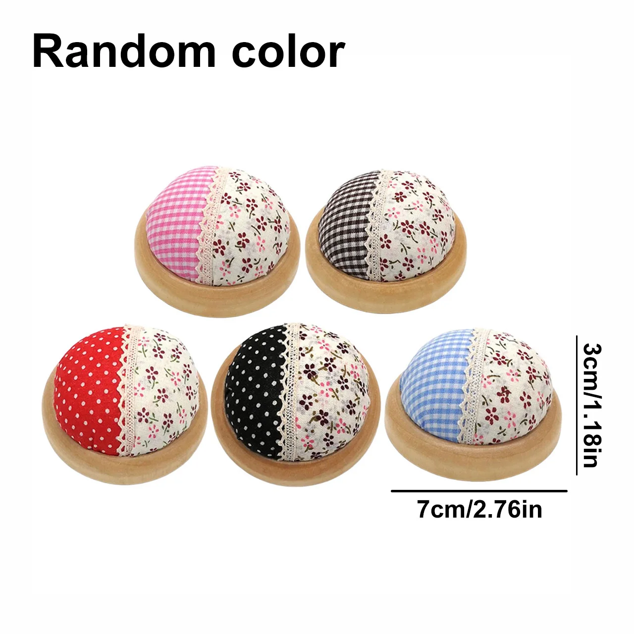 Needle Pincushions Wooden Base Japanese Style Round Pin Cushion Needle Holder for DIY Craft Hair Clip Daily Hand Sewing