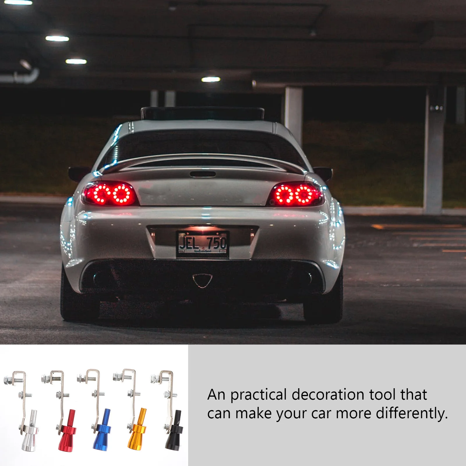 

5Pcs Car Tuning Exhaust Whistle Sounder Tailpipe Simulator Durable Easy Install Clip Fix Most Vehicles Silver Black Red Blue