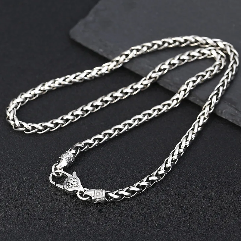 Pure 925 Sterling Silver Necklace Men Women 5mm Wheat Link Chain 50 to 80cm Length