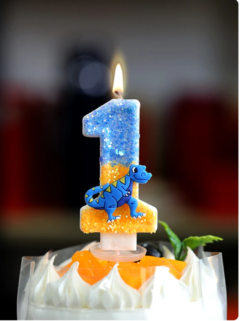 FY Boy\'s Digit Birthday Candles with Dragon 0-9 Number Blue Cake Decorative Kids Party Candle for Anniversary Party Wedding
