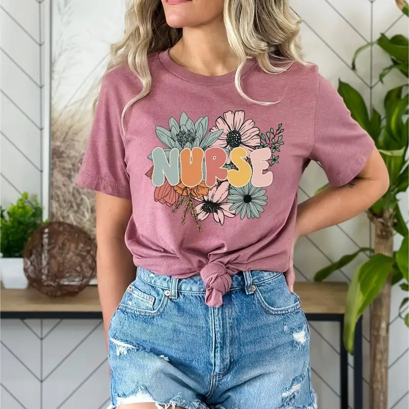 

Рубашка с цветочным узором медсестры, недельный школьный подарок команды T Day для нее