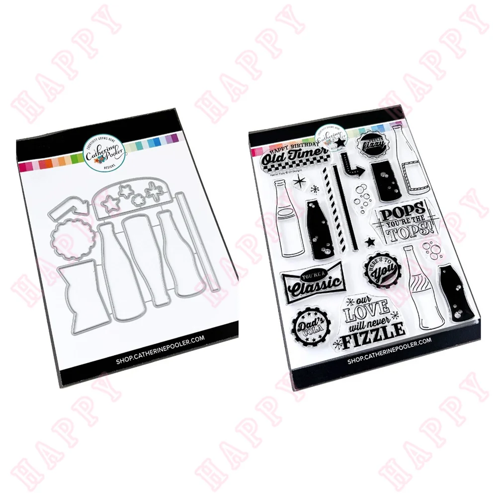 

Metal Cutting Dies And Clear Stamps Feelin Fizzy for DIY Craft Making Greeting Card Scrapbooking Decoration Embossing Template