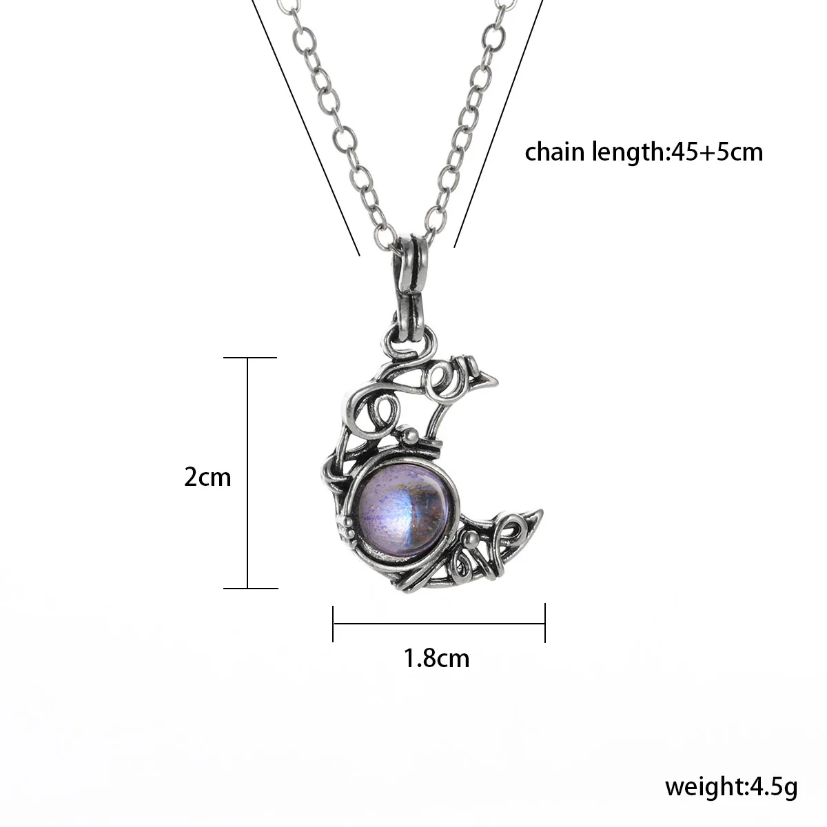 Vintage Niedliche Schwarze Kleine Katze Mond Anhänger Halskette für Frauen Teenager Gothic Mode Tier Mondstein Halsketten Schmuck Geschenke – Detail 7