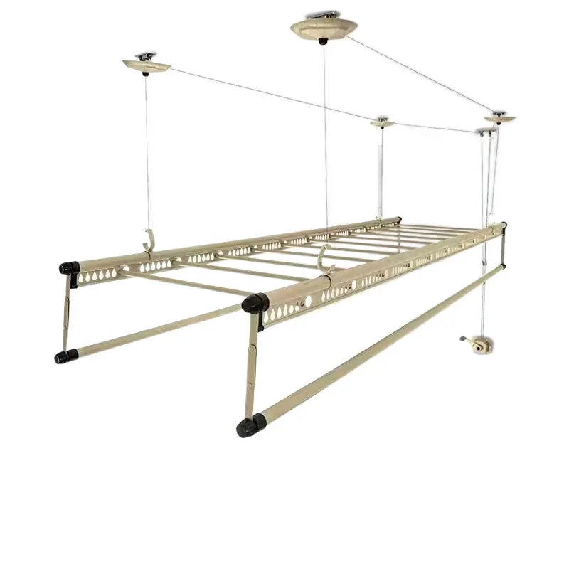 

Lifting hand-cranked four-pole clothes drying rod, balcony indoor, household automatic folding quilt drying, manual cooling