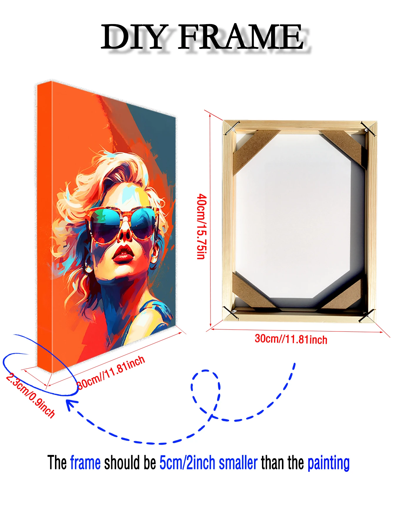 إطار الصورة اليدوية إطار خشبي لوحة عدة الماس صورة ملصق الإعلان إطار قماش اللوحة حجم مخصص ، تصدير المصنع