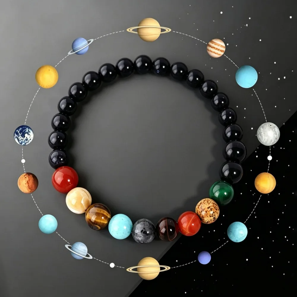 Eight Planets Bracelets for Men, Best Friend Jewelry Gift, Fashion Male Bracelet Gift For Him
