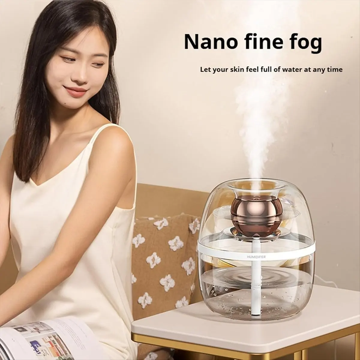 DT81 Bedroom Humidifier, Large Room Humidifier, Cool Mist Humidifier, Bedroom Large Room Desktop Air Humidifier White
