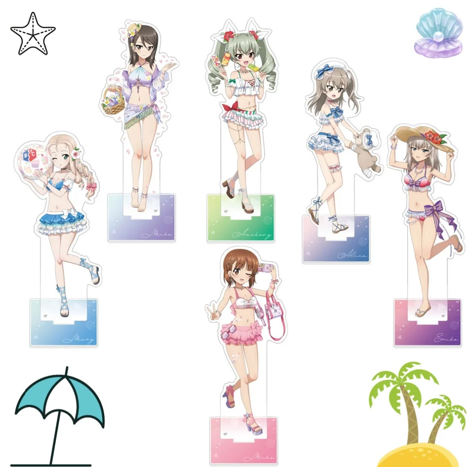 لطيف أنيمي الفتيات وبانزر قوس الاكريليك نموذج عن طريق البحر اللعب سطح المكتب زخرفة 15 سنتيمتر مروحة هدية