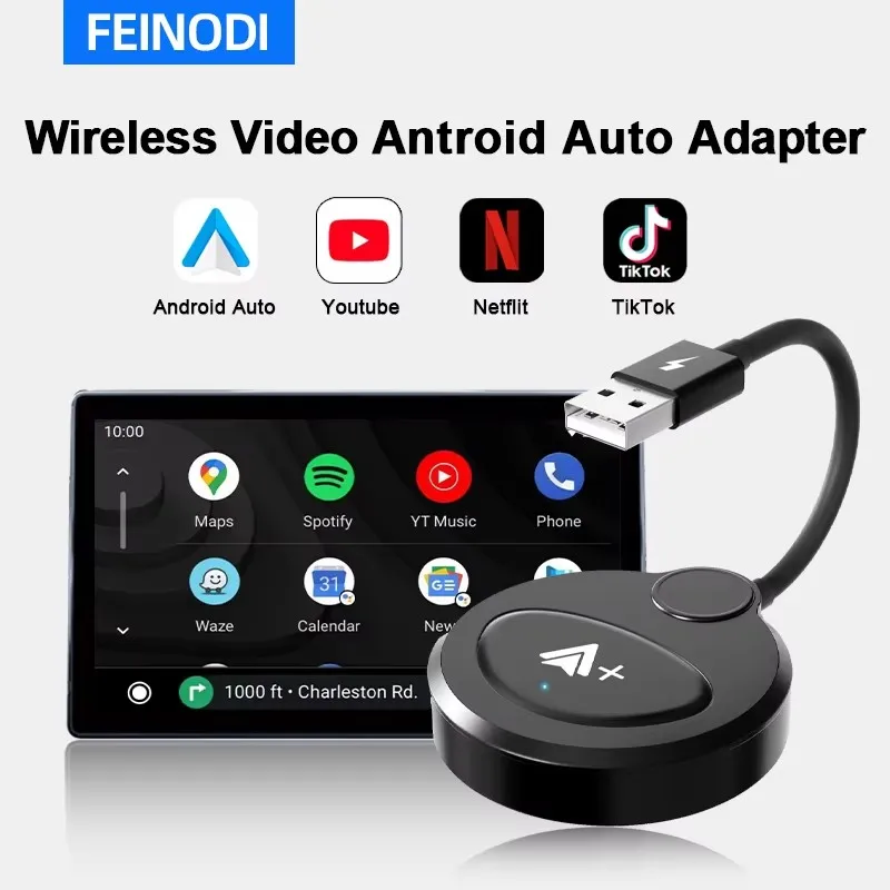 Wireless Android Auto Adapter for OEM Wired AA Cars Android Auto Dongle for Android Phone Convert Wired to Wireless 5Ghz WiFi