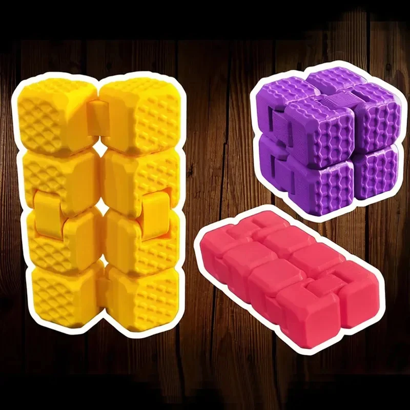 3D Printed Honeycomb Texture Infinity Cube Fidget Toy Foldable Flip Anti-Stress Sensory Toy Anxiety Relief Stress Reliever Hand