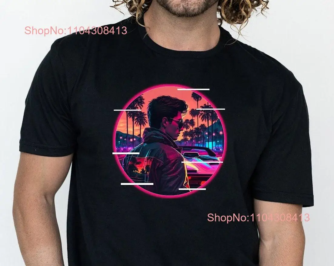 Synthwave T Shirt Vaporwave 80s Retro vibe tee Car Throwback gift Neon LighT long or short sleeves