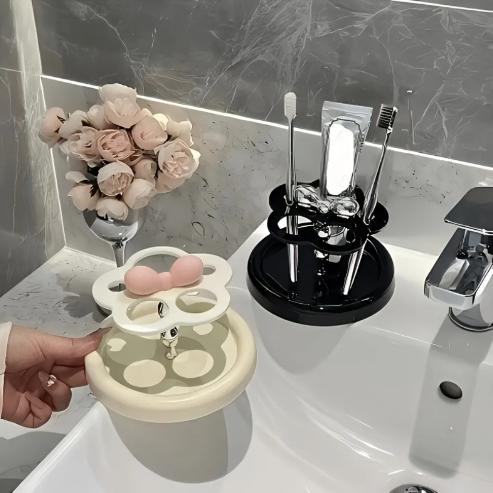 Cute Flower Cat Paw Toothbrush Holder Ins Style Bathroom Organizer Multi-Purpose Vanity Caddy for Toothpaste Accessories 1PC