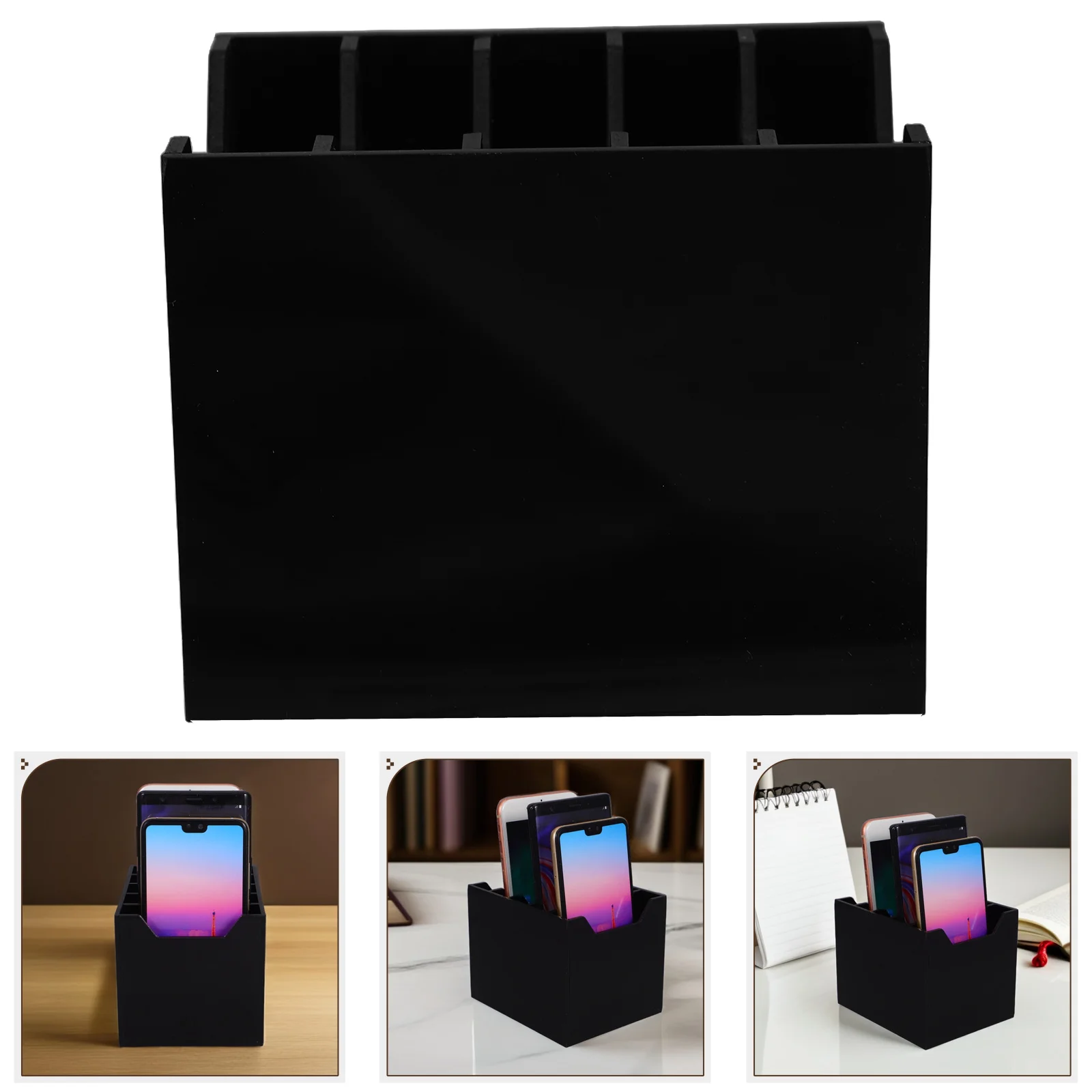 

5-Slot Acrylic Cell Phone Storage Box Desktop Organizer Multifunctional Office Phone Holder Classroom Management Box