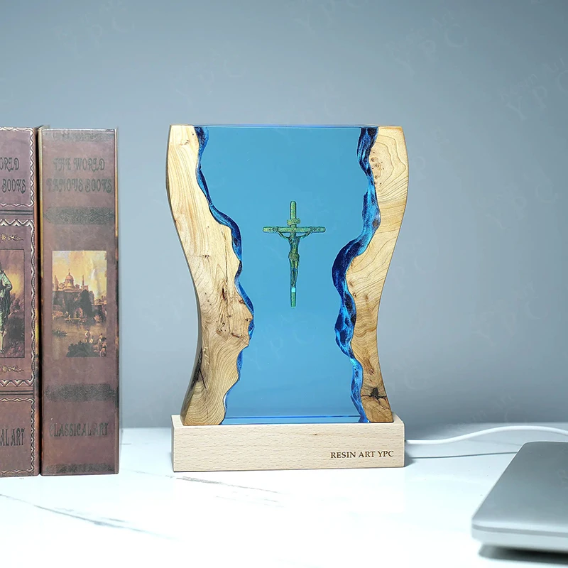 

Jesus Figure Crucifix Organism Resin Table Light Creactive Art Decoration Lamp Belief Culture Theme Night Light USB Charge