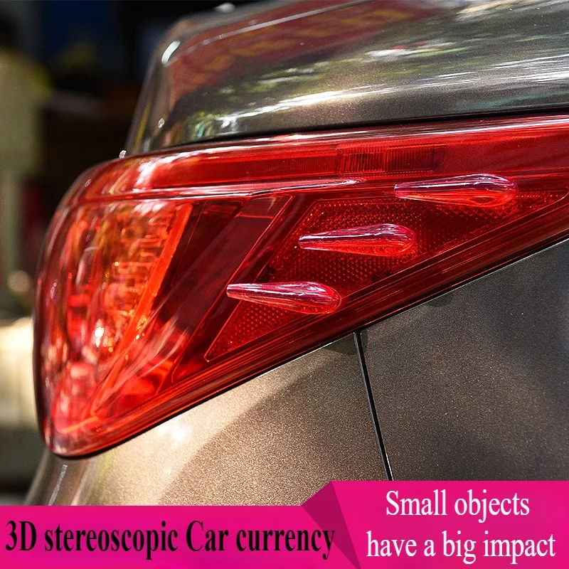 

6pcs Car'S 3D Guide Strip Sticker Noise Reduction Refit Headlight Decoration Scratch Rub Low Fuel Air Blocking Strip Growth Rate
