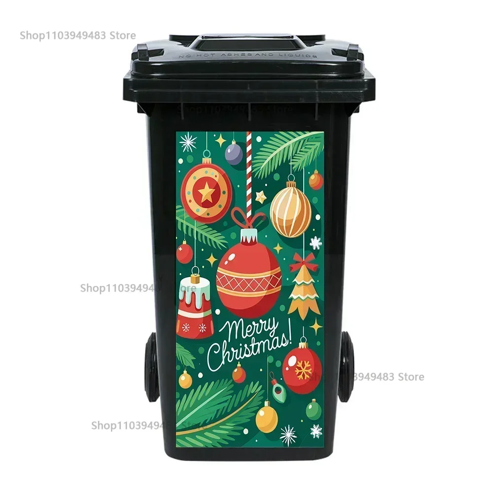 Christmas Santa Claus Painting Trash Can Wall Decor Self-adhesive Stickers for Outdoor Home Kitchen Garbage Bin Aesthetics Decor