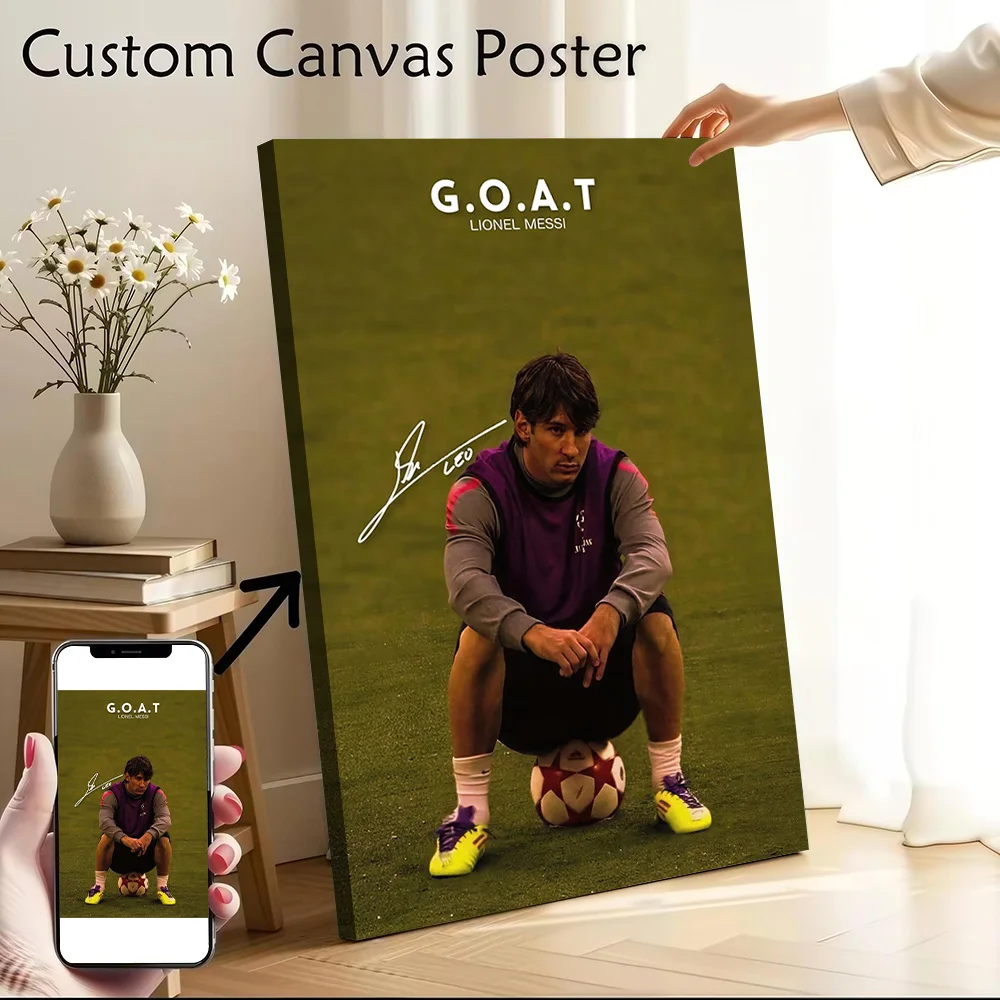 Lionel Messi Poster Canvas Wall Art Custom Photo Print Modern Painting for Fans Home Decor Living Room Decoration Bedroom Mural