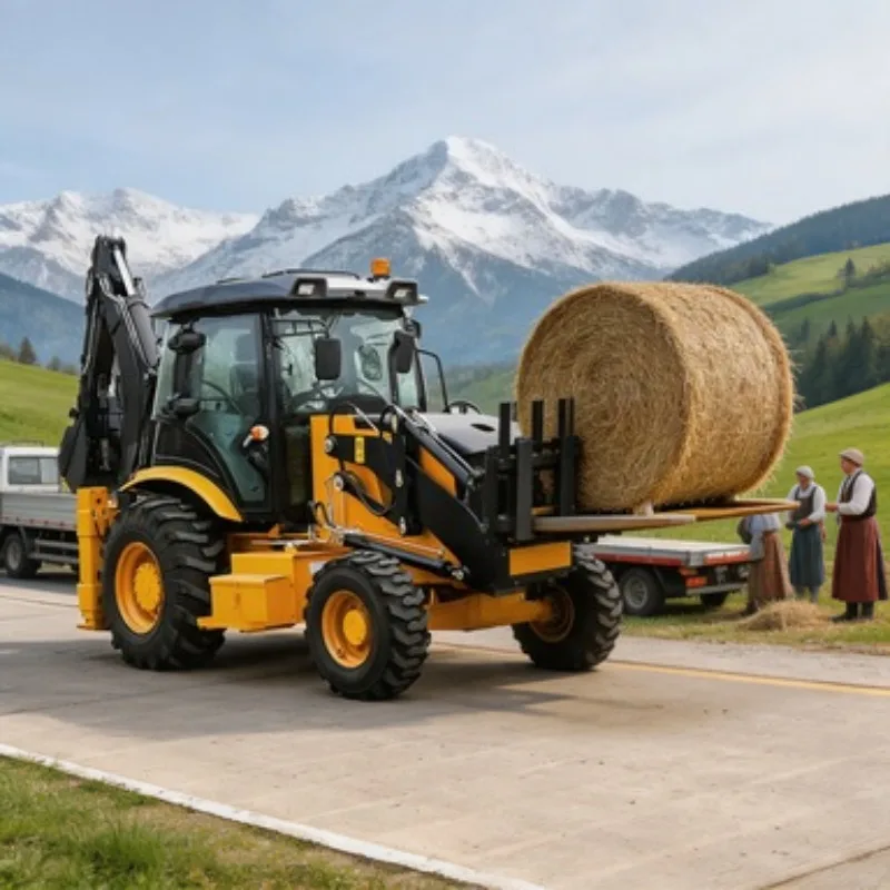 For Small Construction Backhoe Loader 4x4 Digger Tractor 2 Ton with Front Bucket Rear Digger for Farm Work Use