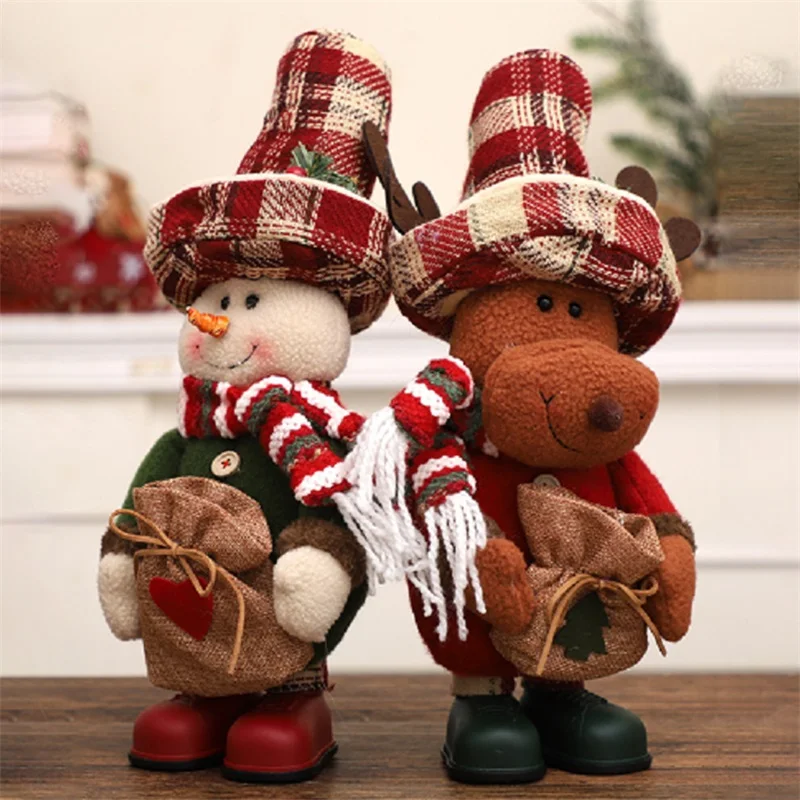 Christmas Decorations  Linen Aprons Dolls Cute And Exquisite Santa Claus  Reindeer Snowman Desktop Vacation Home Decorations