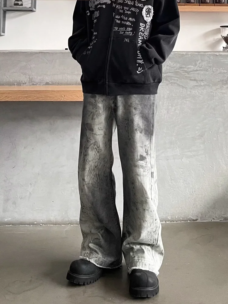Trashy Y2K 2000S Schlangenmuster Schmutzige Waschung Baggy Jeans Hosen für Männer Kleidung Gothic Vintage Lange Hosen Pantalones Hombre – Detail 16