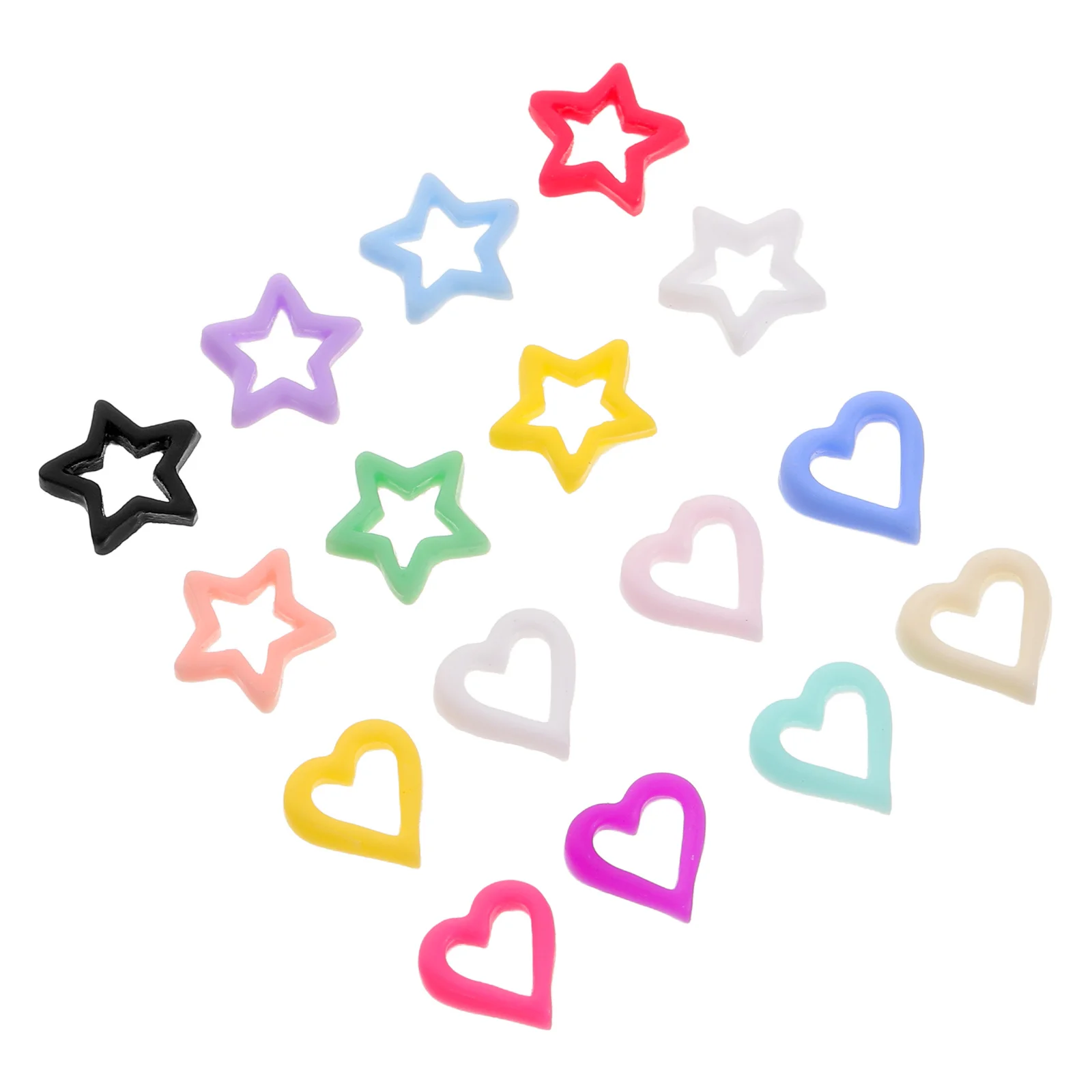 

150Pcs Resin Nail Charms Heart Star Colorful 3D Nail Decorations DIY Manicure Art Supplies Heart Manicure Decorations