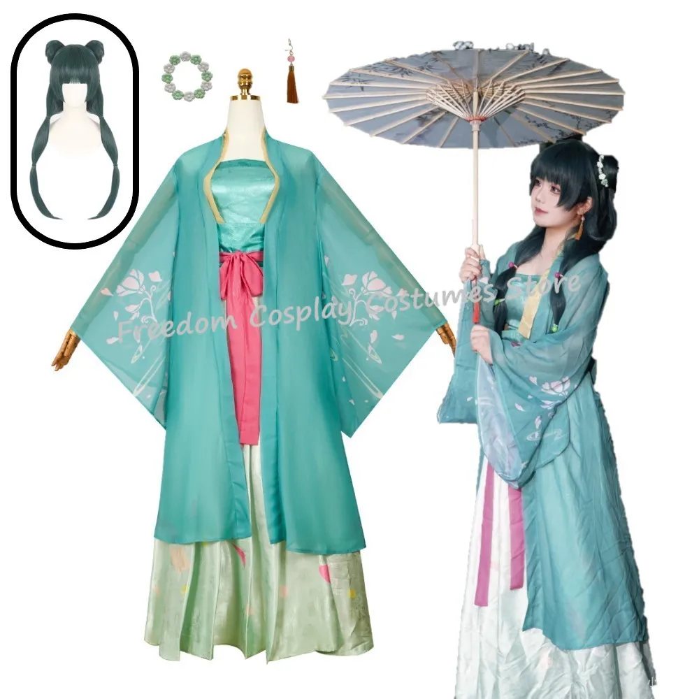 

Mao Maomao Cosplay Costume Wig The Apothecary Diaries S2 Anime Cosplay green Hanfu Dress Fancy Women Hallowmas Party Suit