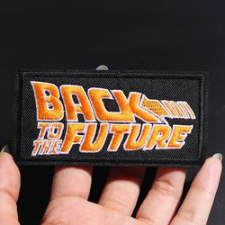 Size: 10.3 * 5.1CM Back to the future Letters Embroidered Patch Stripes on Clothes Patches for Clothing Iron On Badges Appliques