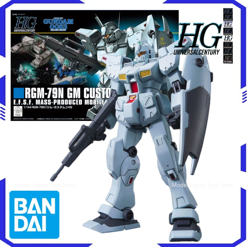 

Bandai Original Model Assembly Kit 1/144 HG-RGM-79N GM Custom Kit Anime Warrior Component Anime Character Toys Boy Holiday Gifts