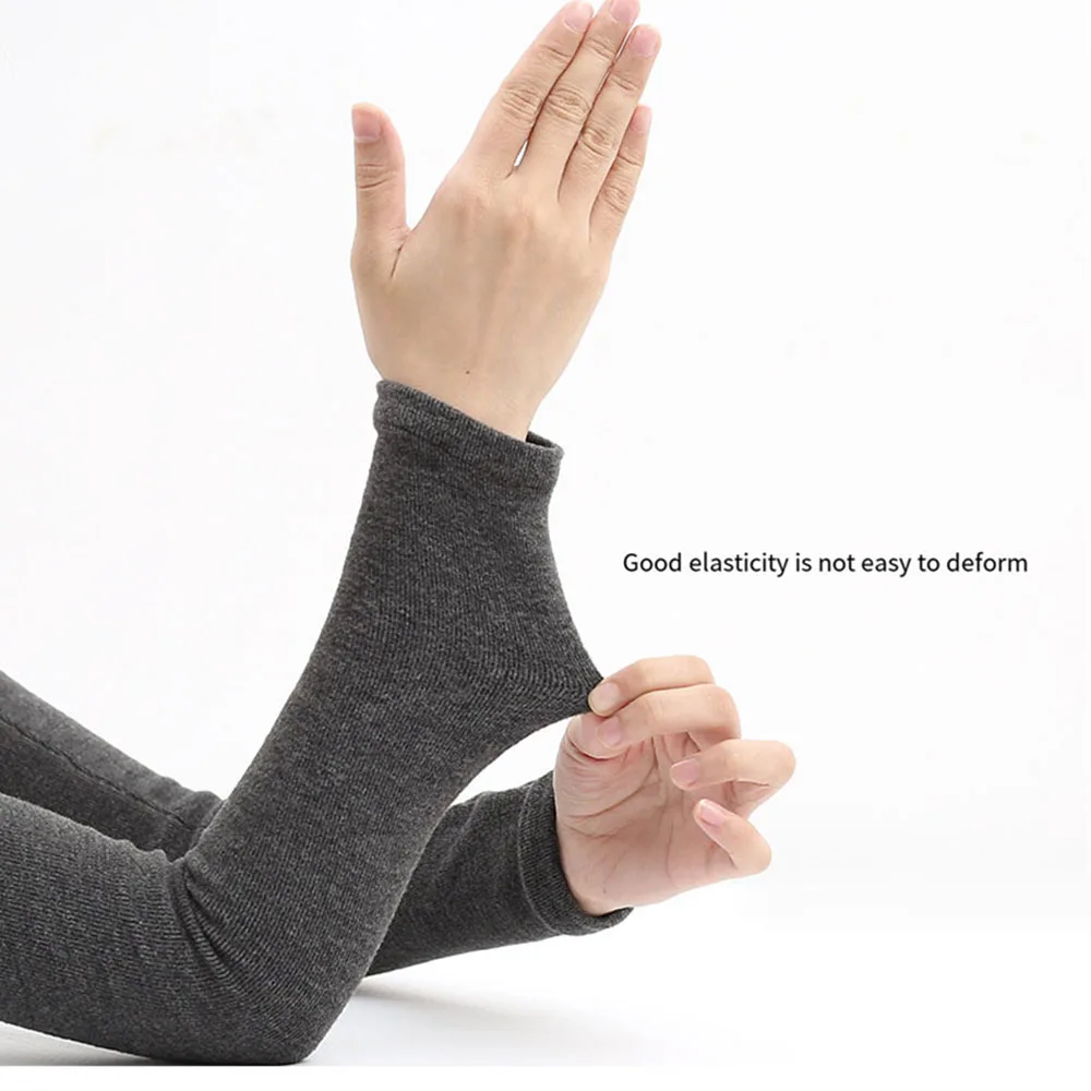 Cotton Warm Arm Sleeves  Men Women Soft Cashmere Arm Warmers Thickened Cold-Proof Oversleeve Long Sleeve Half-finger Glove