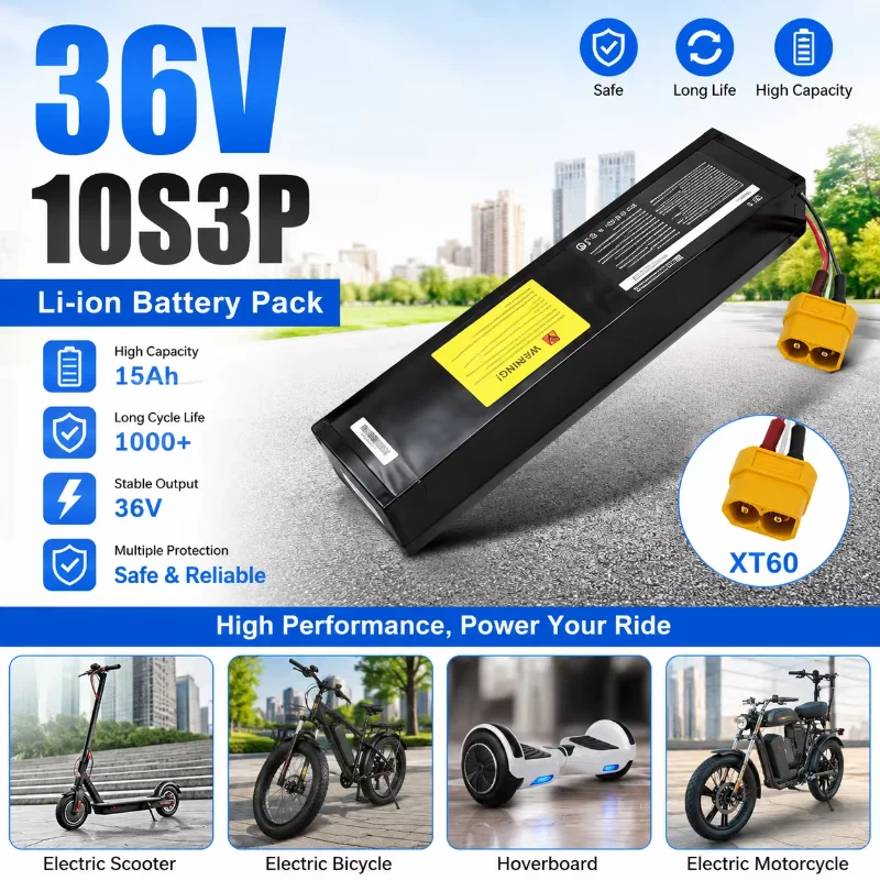 Batteria ricaricabile agli ioni di litio 36V 100000mAh 10S3P 18650 1000W adatta per monopattini Kugoo S1, S2, S3 con BMS integrato