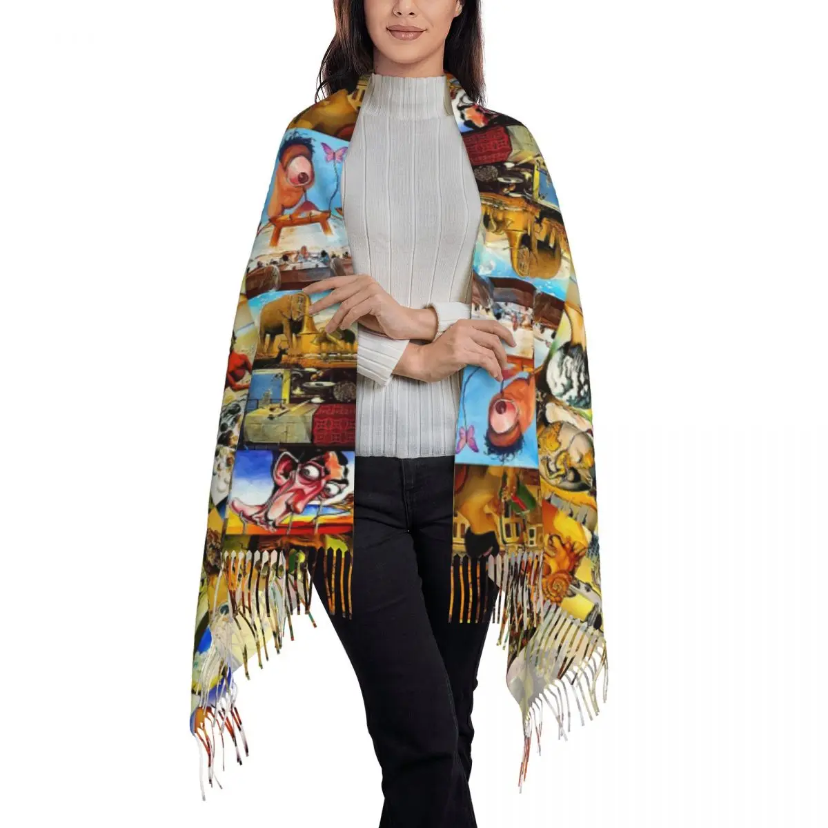 The Meditative Rose By Salvador Dali Scarf Tassel Scarves for Women Soft Warm Shawls and Wraps Large Fall Winter Shawl Wrap