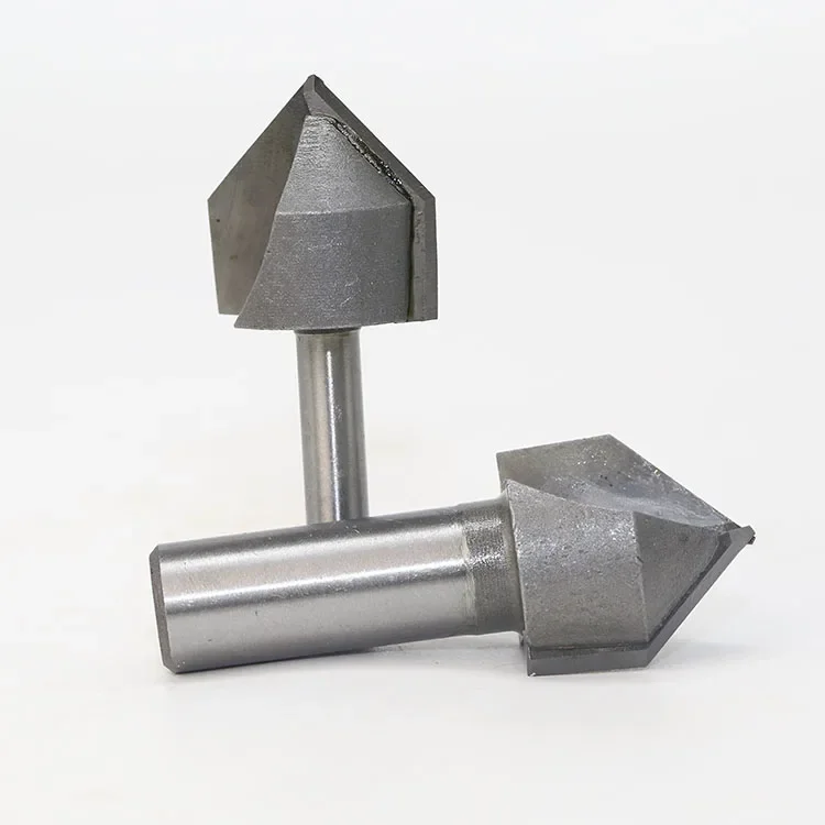 1PC 1/4" 6.35MM 1/2" 12.7MM Shank Milling Cutter Wood Carving 90 Deg V Type Slotting Cutter Tungsten Woodworking  Router Bits