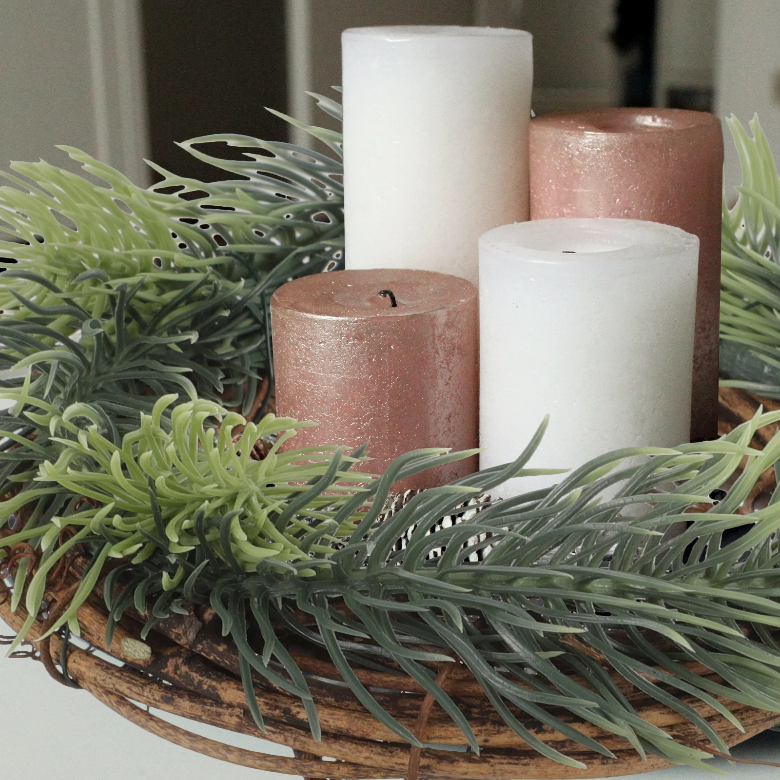 

Simulation Pine Wreath Ring Decorative Hanging Garland Festival Door Window Home Decor Wreaths for Front Door