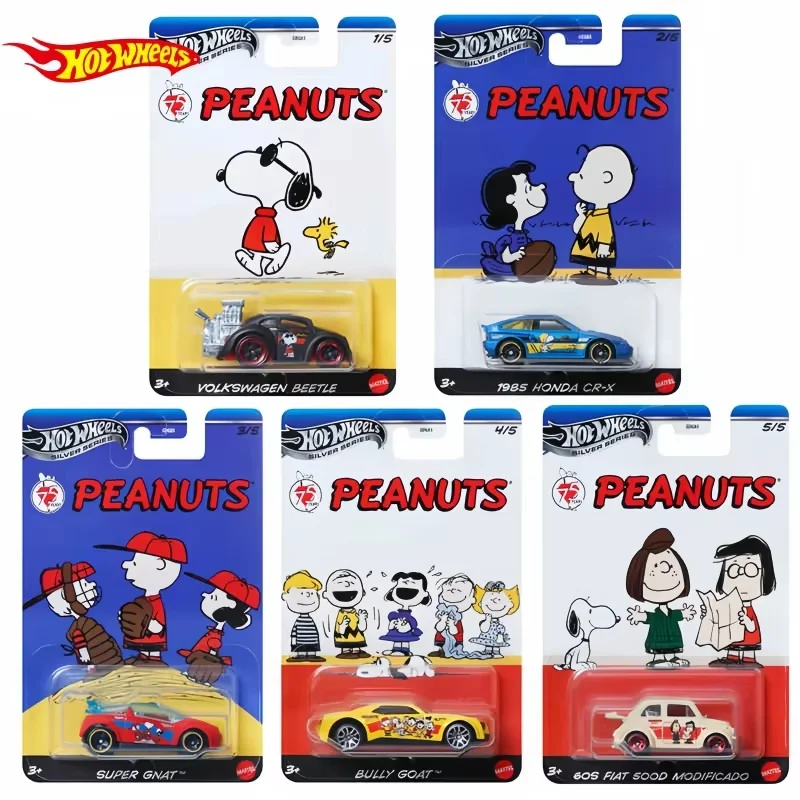 

2025 New Original Hot Wheels Cars Peanuts Snoopy 1985 Honda Cr-X Volkswagen Beetle Auto Car Models Boys Toys Kids Birthday Gifts