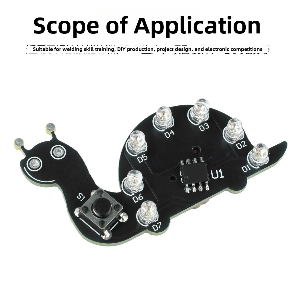 Snail Shaped Soldering Learning Kit 7 LEDs Educational LED Shell Flow Light Kit LED Shell Flow SMD SMT Snail Shaped LED Light