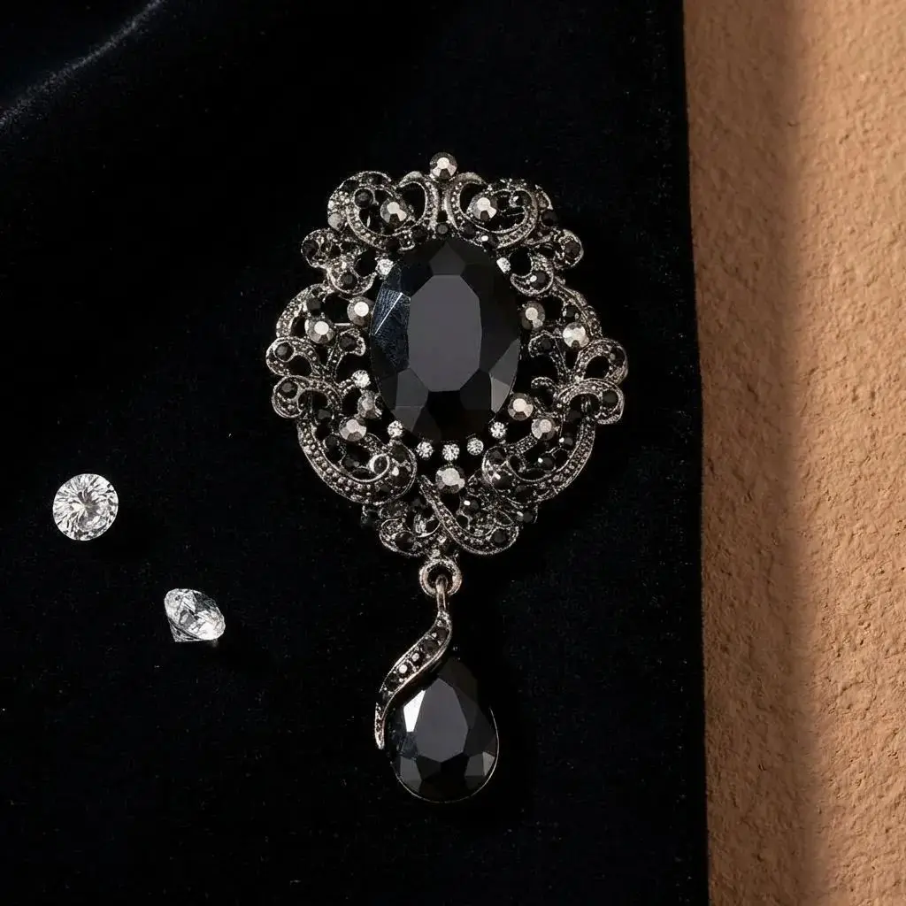 British Stylish Geometric Zircon Water Drop Brooches For Women Unisex Fashion Imitation Crystal Pin Jewelry Gift Party Banquet