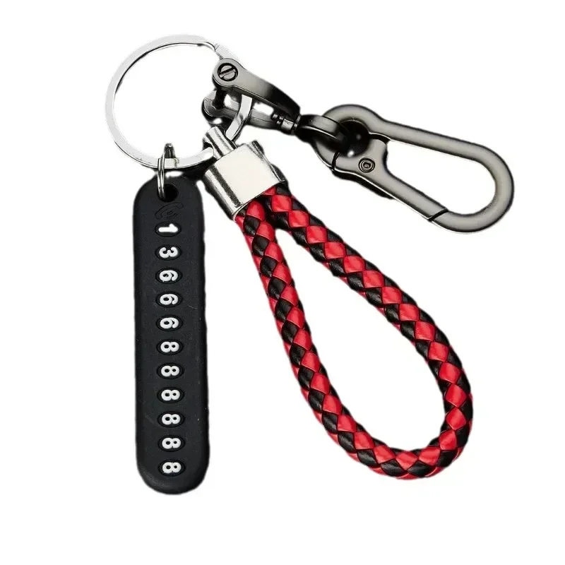 Anti-Lost Car Key Pendant Split Rings Keyring Auto Vehicle Lobster Keychain Phone Number Card Clasp Key Chain Car Accessories