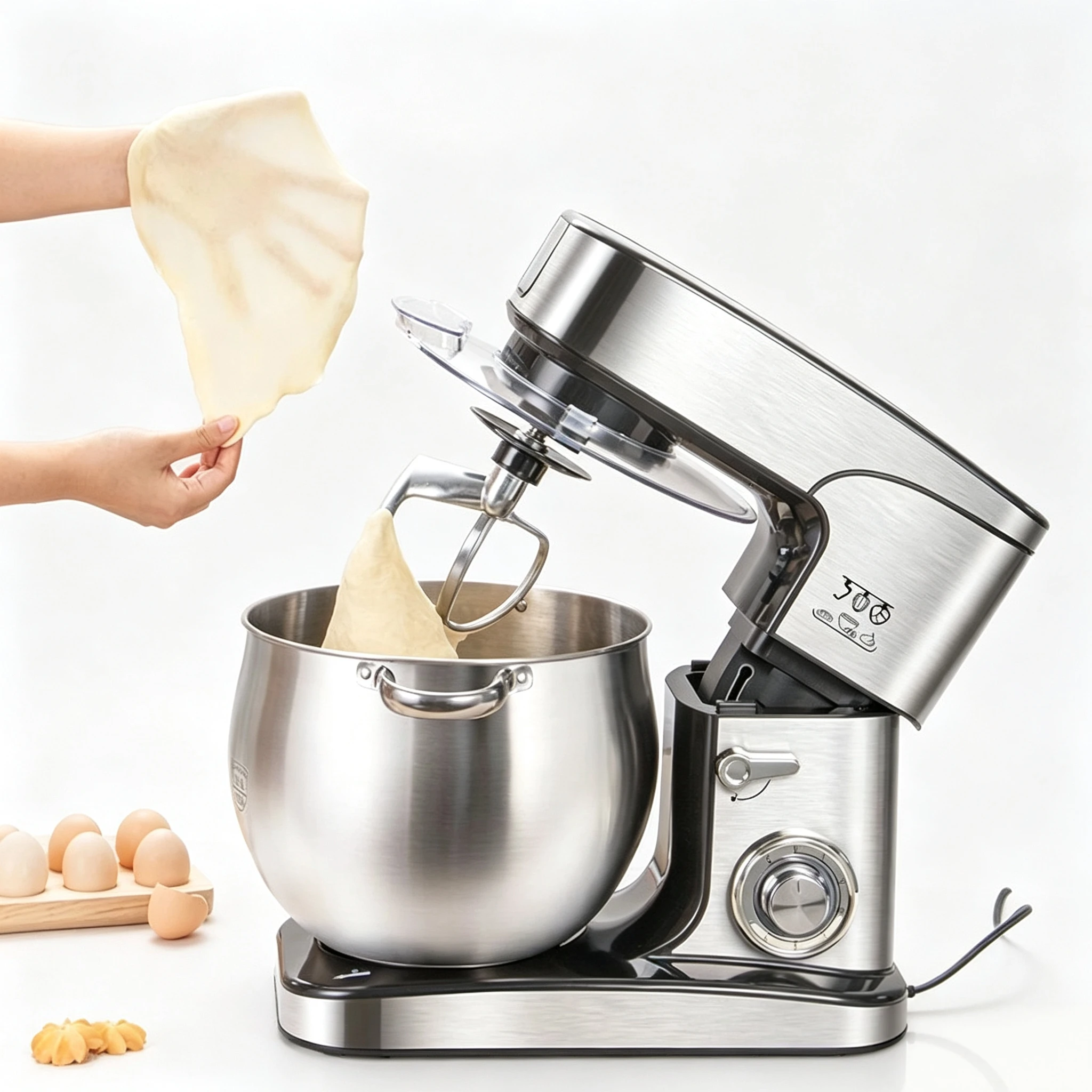 NWD Multifunction Electric Dough Mixer 7L Stainless Steel Mixing Bowl Planetary Stand Mixer For Home Kitchen Cake & Bread Baking